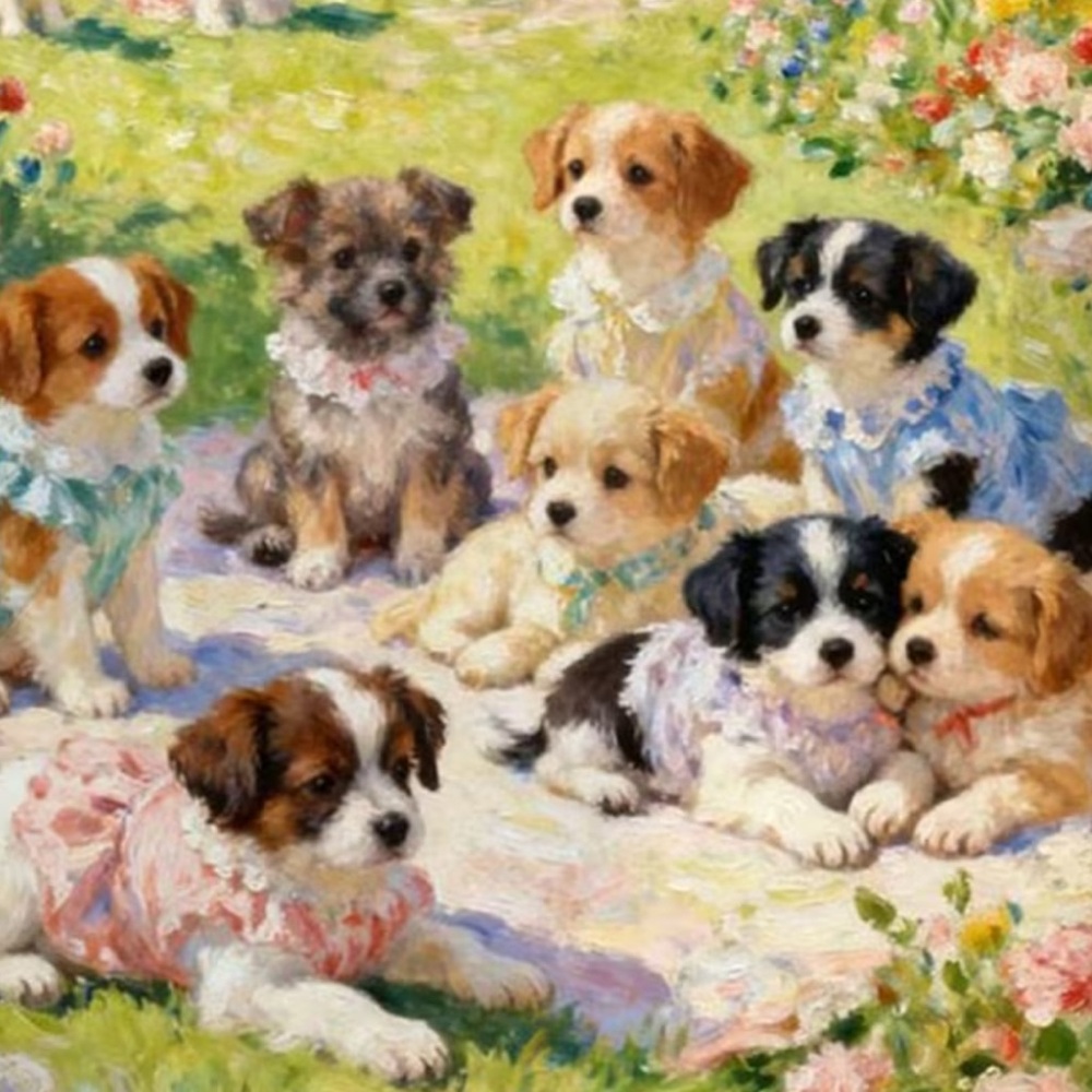 Cute Puppy Garden Print Tee in Pastel Multi - Picture 3 of 9